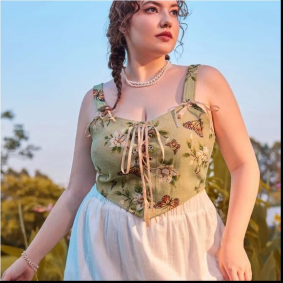 Cider Laceup Corset Tapestry Top in EUC - Picture 12 of 13